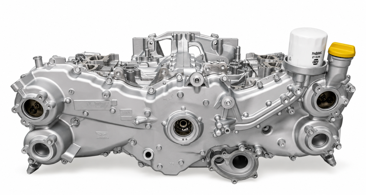 Boxer engine assembly on white background
