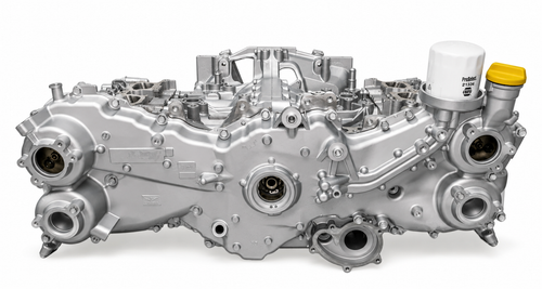 Boxer engine assembly on white background